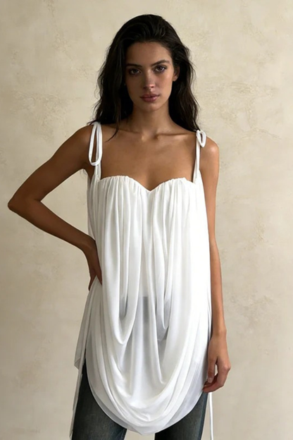 Draped Sweetheart Chiffon Camisole Top