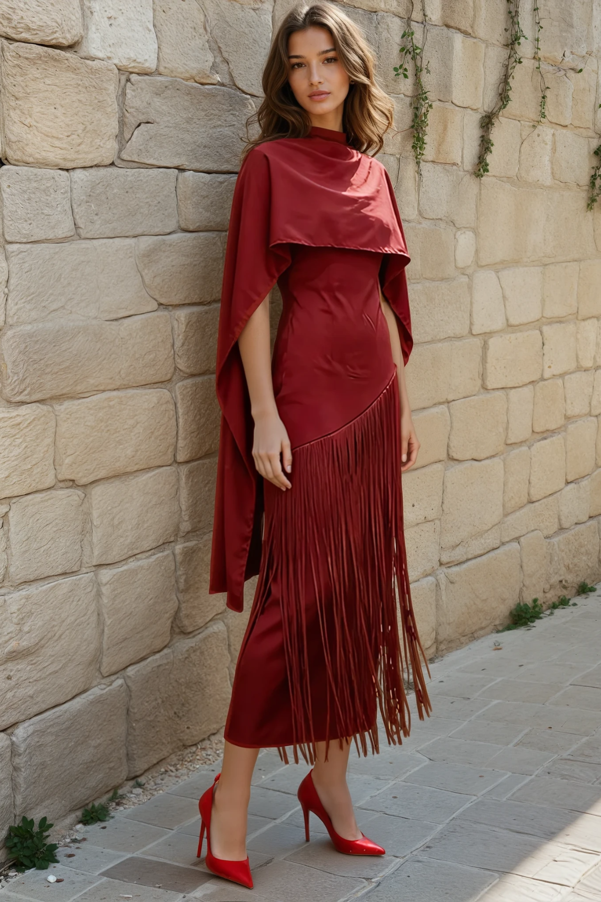 Shawl Tassel Two-Piece Dress