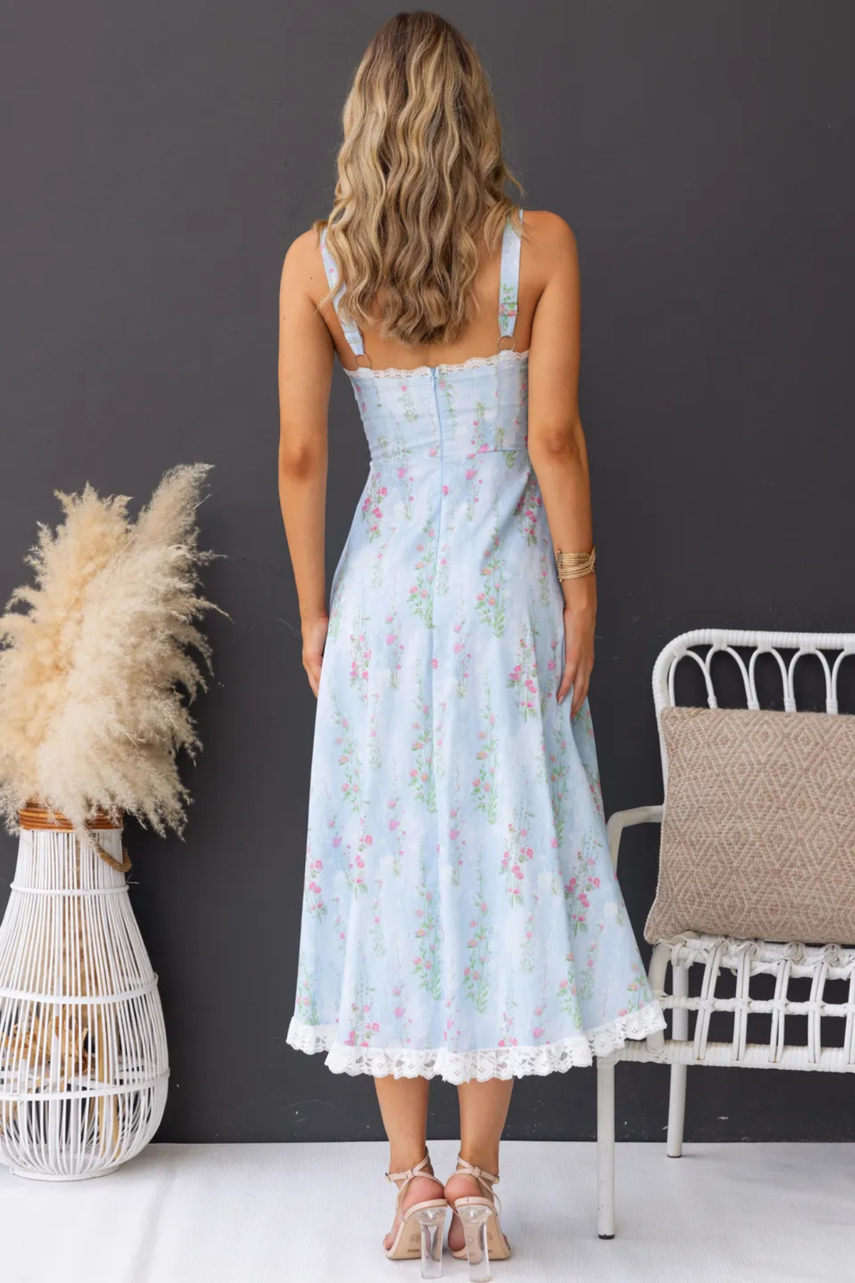 Floral Lace Ring Detail Maxi Dress