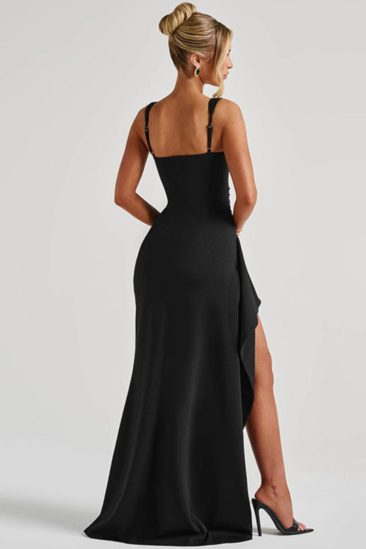 Asymmetric Ruffled Strap Maxi Dress