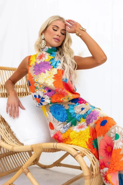 Floral Mock Neck Maxi Dress