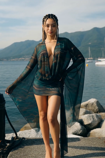 Emerald Deep V Mini Dress