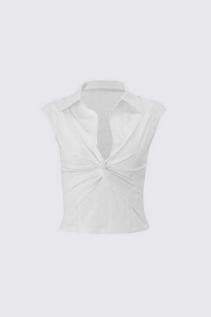Twisted Front Collared Blouse