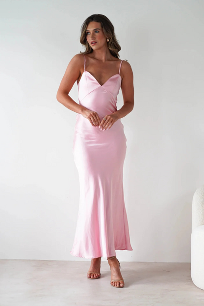 Backless Tie Detail V-Neck Maxi Dress