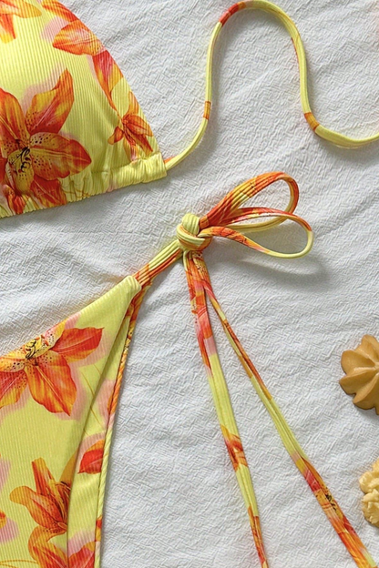Fresh Floral Halter Bikini Set