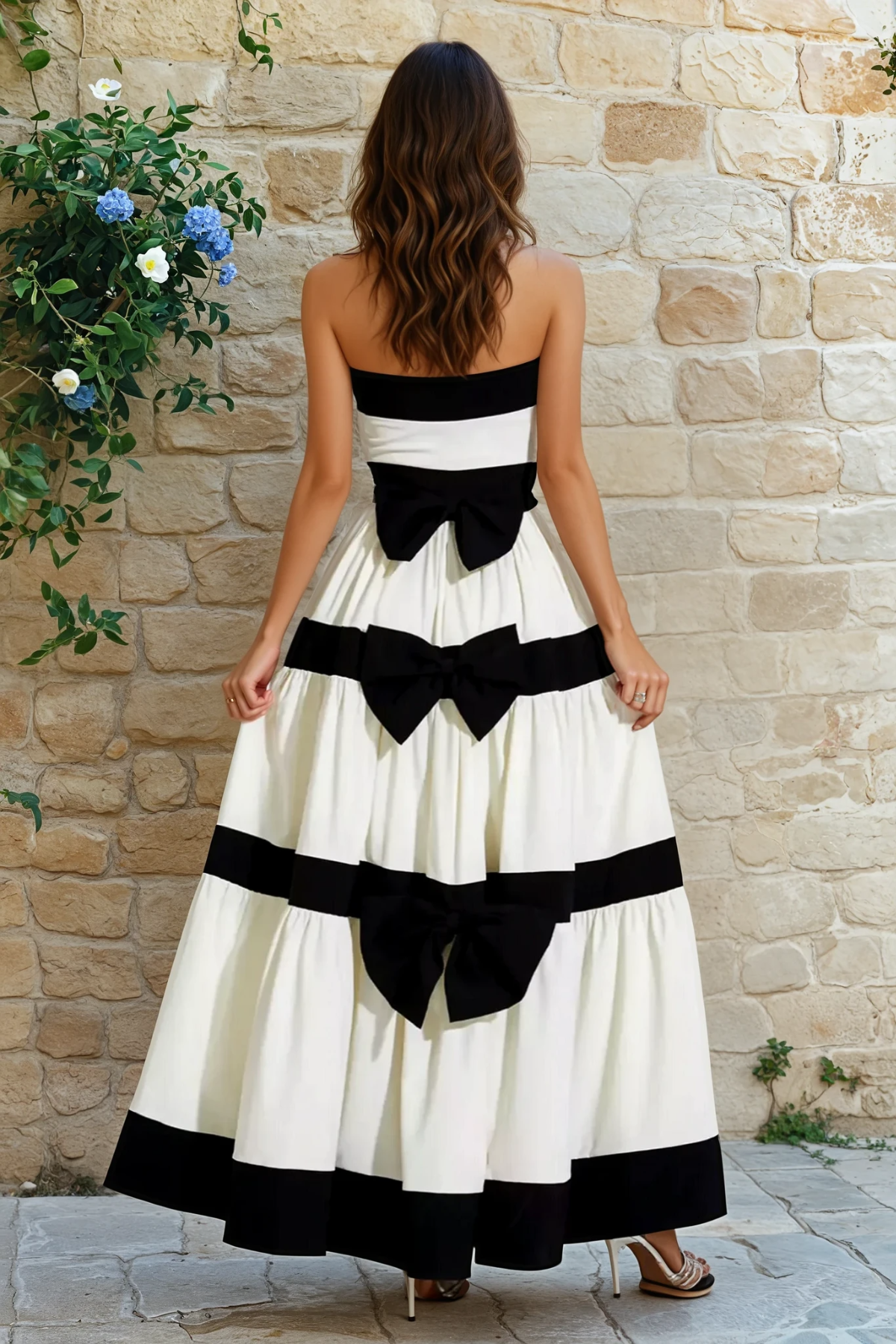 Striped Bow Maxi Dress