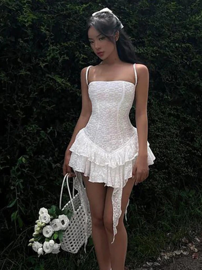 Floral Embroidered Ruffle Mini