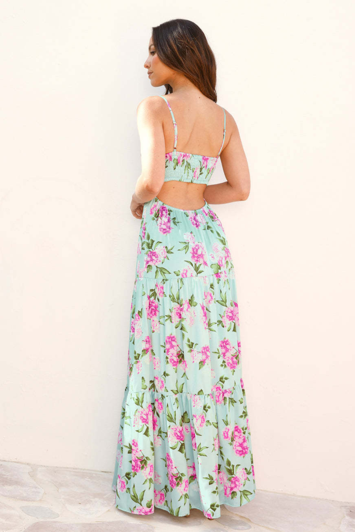 Floral Sweetheart Cutout Maxi Dress