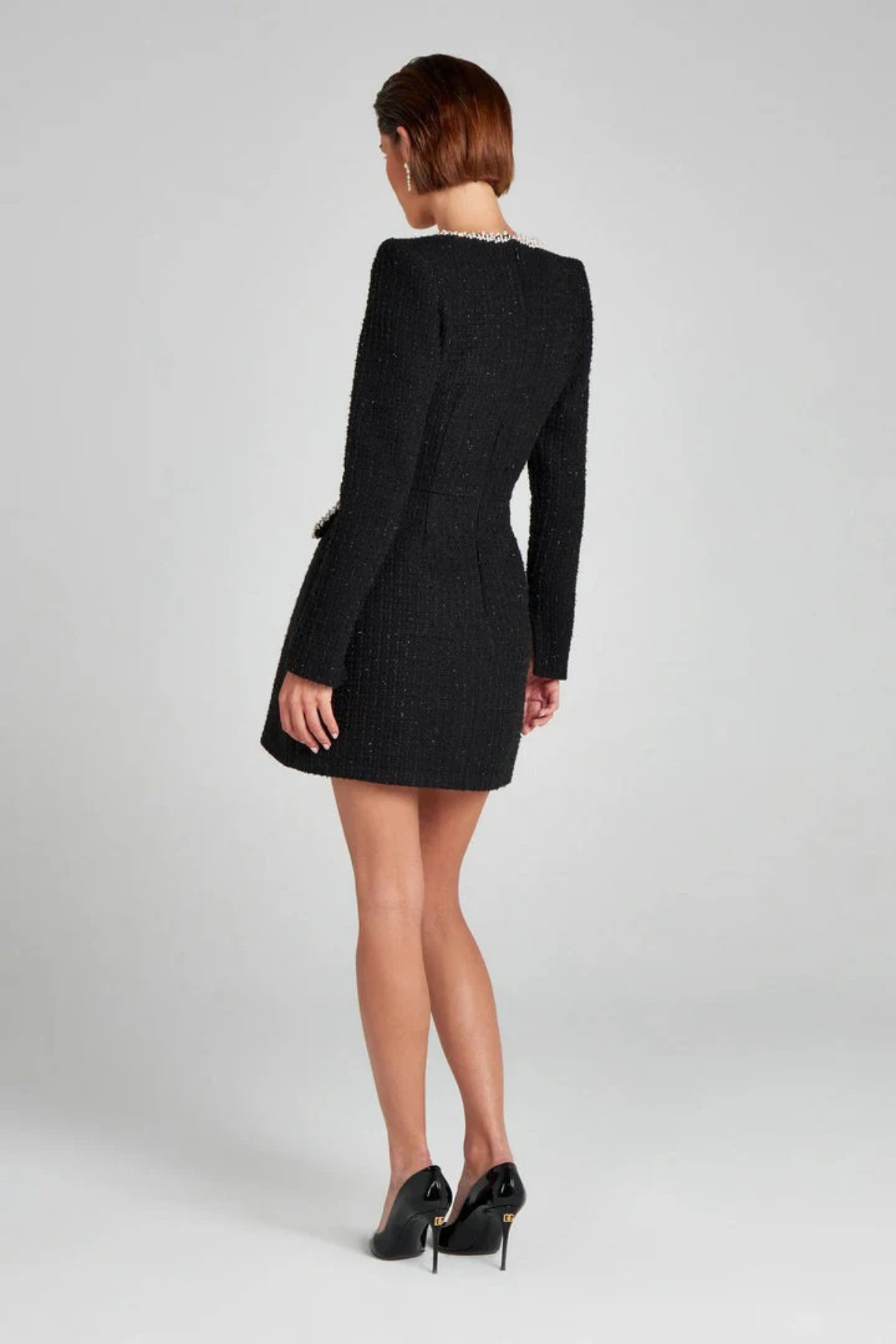 Long Sleeved Beaded Classic Dress