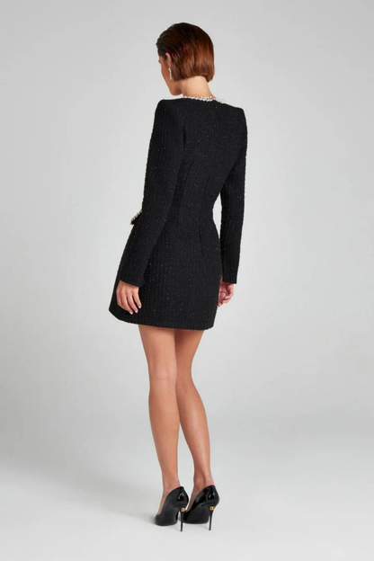 Long Sleeved Beaded Classic Dress