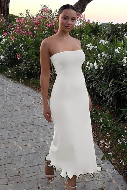 Strapless Ruffle Maxi Bodycon Dress