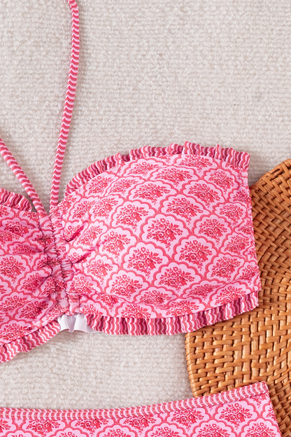 Pink Two-Way Lace-Up Bikini Set