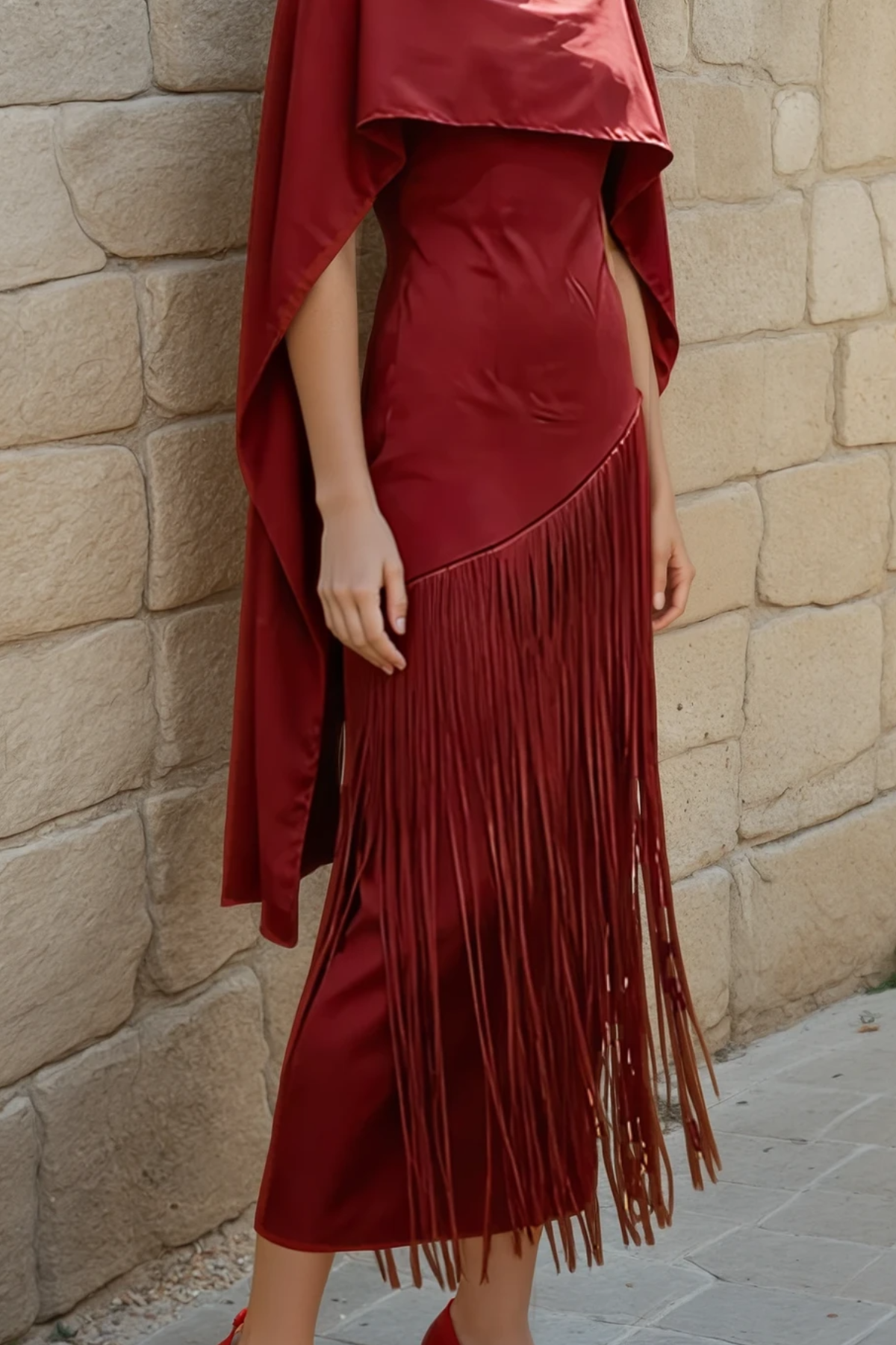 Shawl Tassel Two-Piece Dress