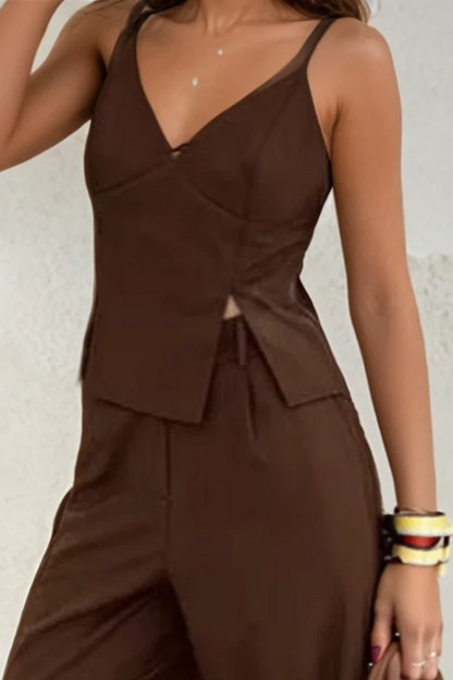 Elegant V-Neck Sleeveless Two-Piece Set
