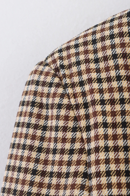 Autumn Plaid Double-Breasted Blazer Coat