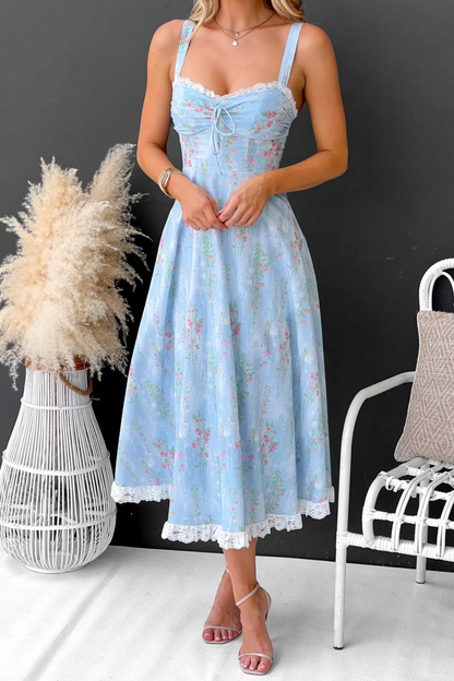 Floral Lace Ring Detail Maxi Dress