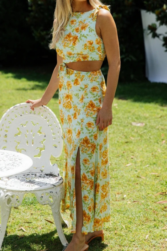 Floral Cutout Midi Dress
