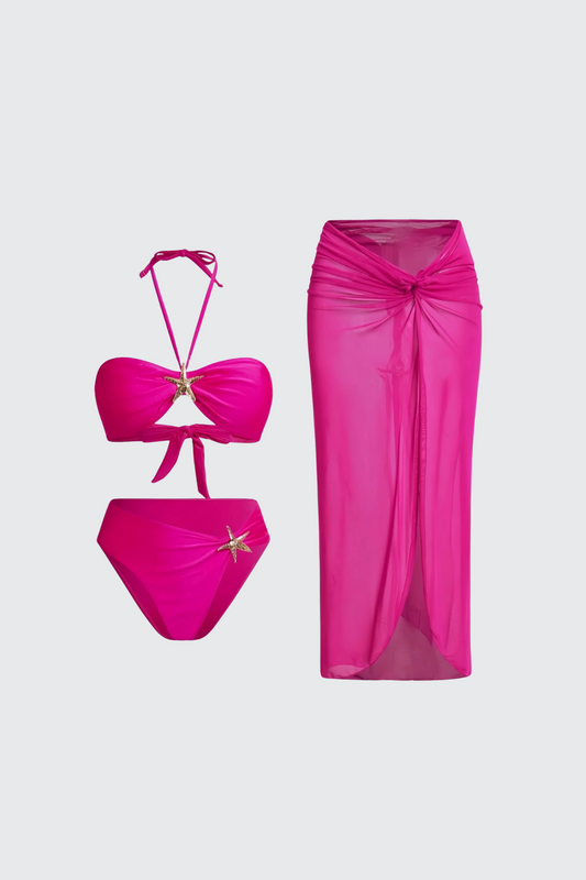 Boho Asymmetric Ruched Bikini Set