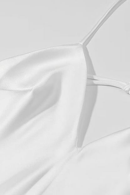 Satin V-Neck Backless Maxi Dress
