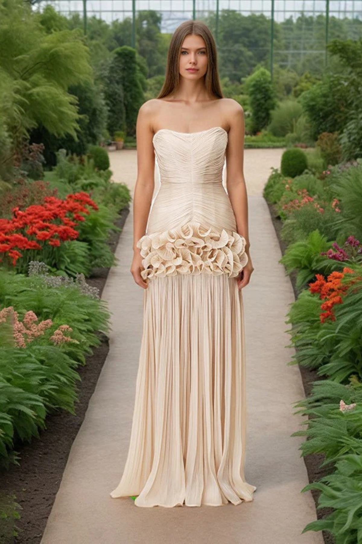Rosé Bloom Sweetheart Maxi Dress