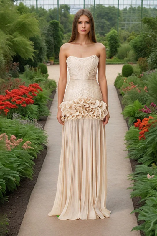 Rosé Bloom Sweetheart Maxi Dress