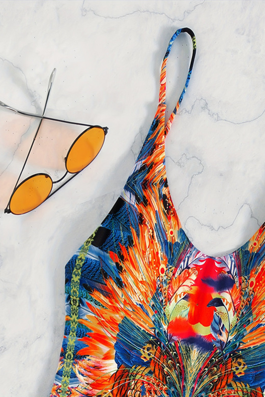 Printed Backless One Piece Set