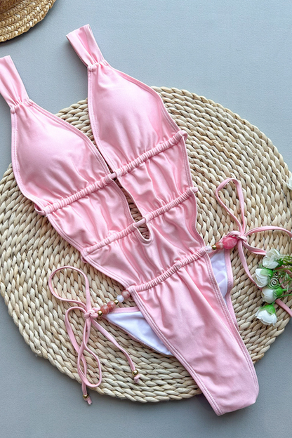 Cut-Out Pink Monokini Swimsuit