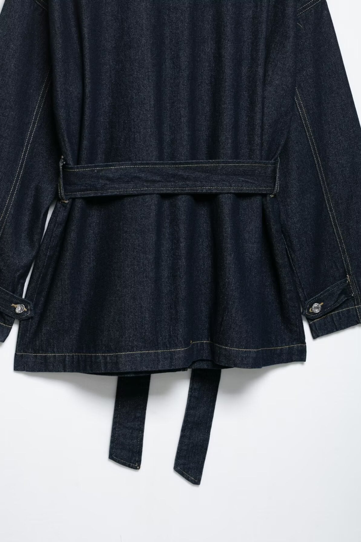 Belted Long Denim Jacket