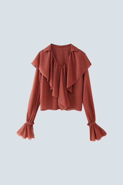 Elegant Ruffle V-Neck Blouse