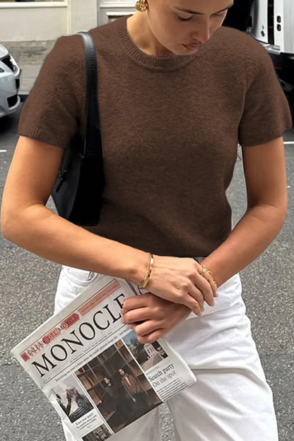 Knit Crew Neck Wool Top