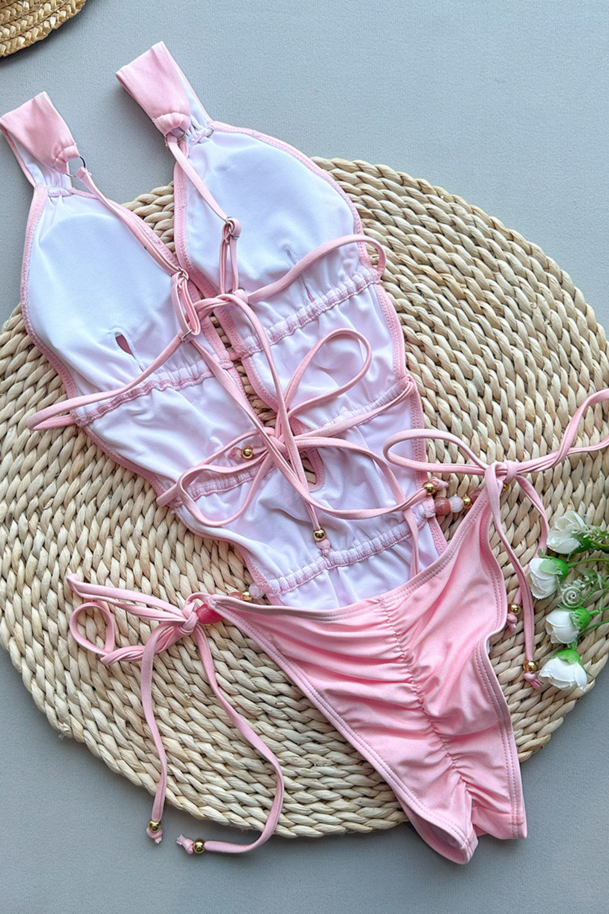Cut-Out Pink Monokini Swimsuit