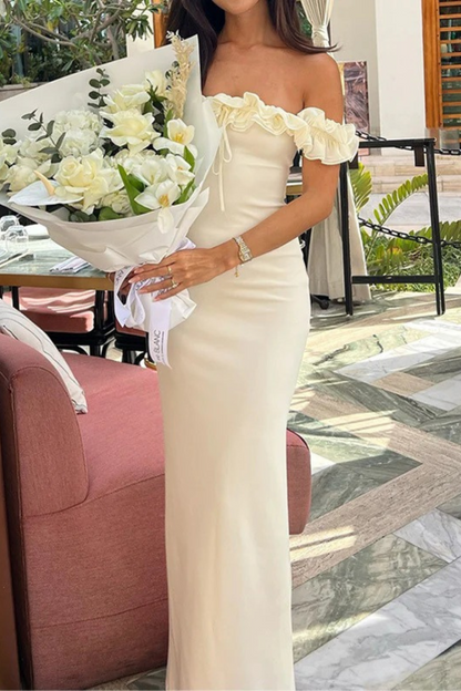Ruffled Off-Shoulder Tie Dress