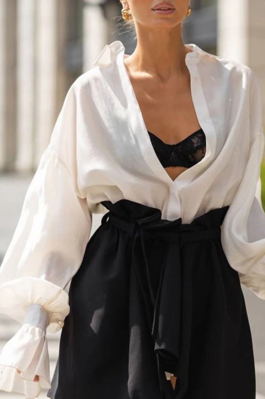 Elegant Loose Fit Ruched Button Shirt