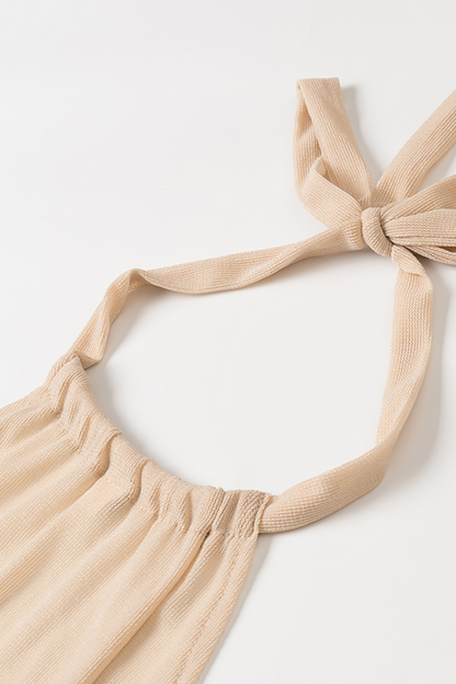 Solid Halter Crop Top & Slit Maxi Skirt Set