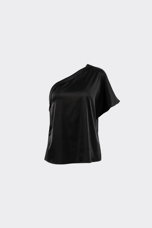 Asymmetric One-Shoulder Satin Blouse