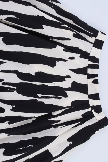 Elegant Digital Print A-Line Midi Skirt