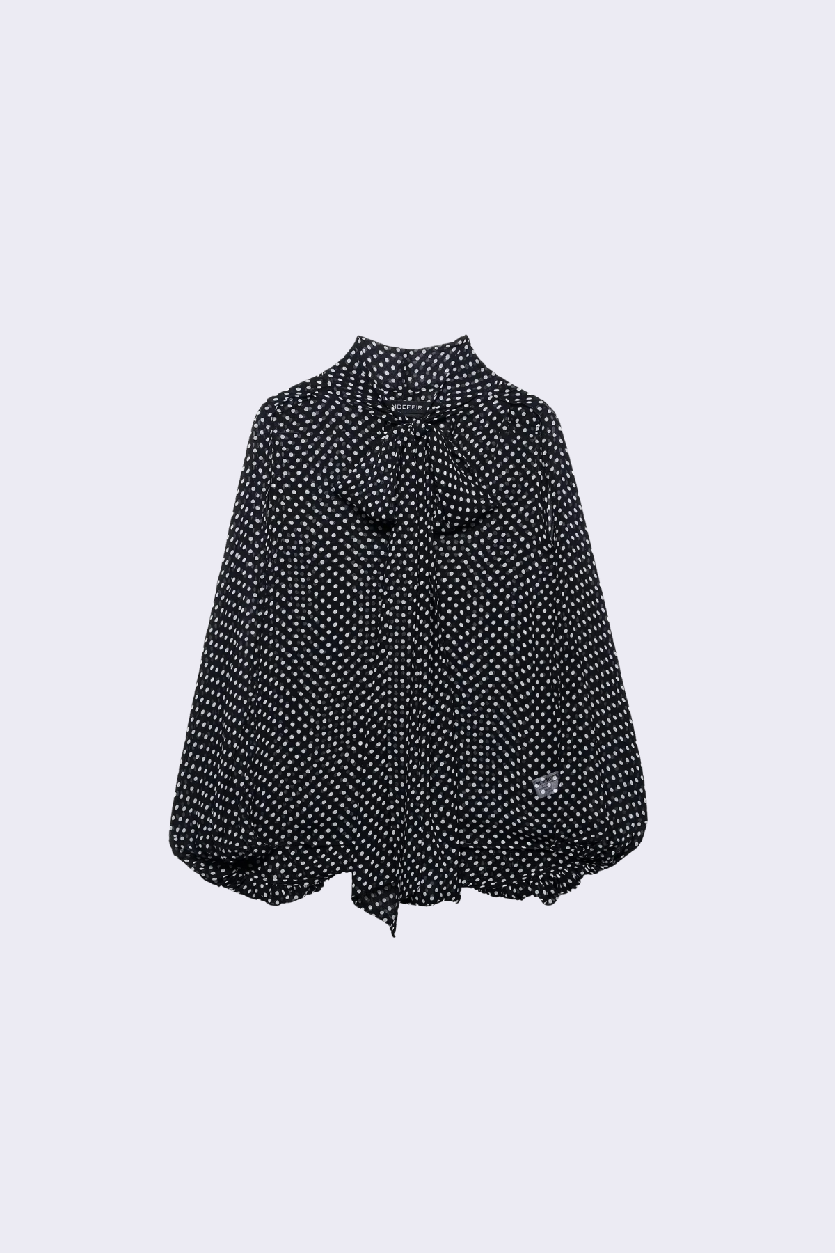 Polka Dot Tie-Neck Cape Blouse