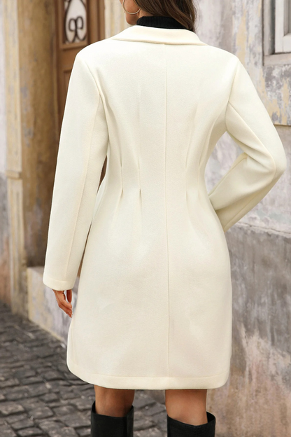 Elegant Pearl Buttoned Wool Coat