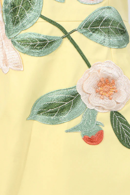 3D Floral Embroidered Mini Dress