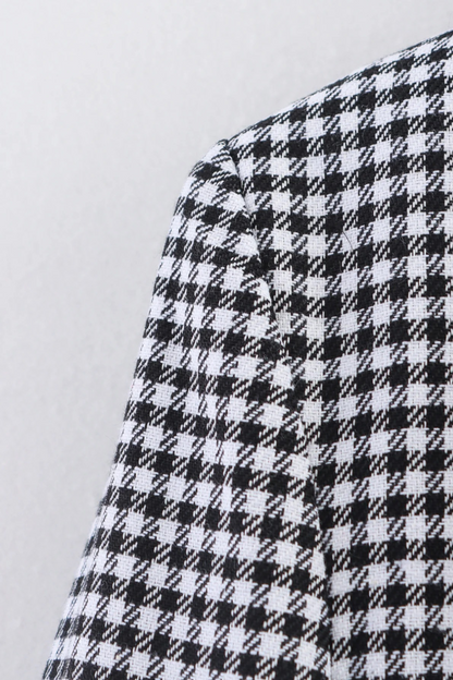 Autumn Plaid Double-Breasted Blazer Coat