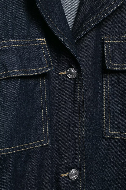 Belted Long Denim Jacket