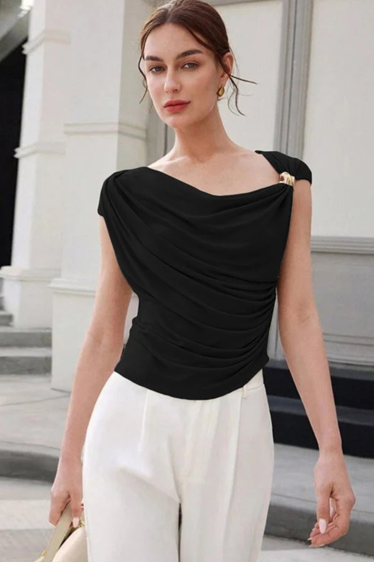 One-Shoulder Asymmetric Ruched Crop Top