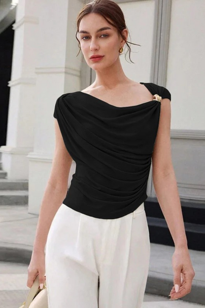 One-Shoulder Asymmetric Ruched Crop Top