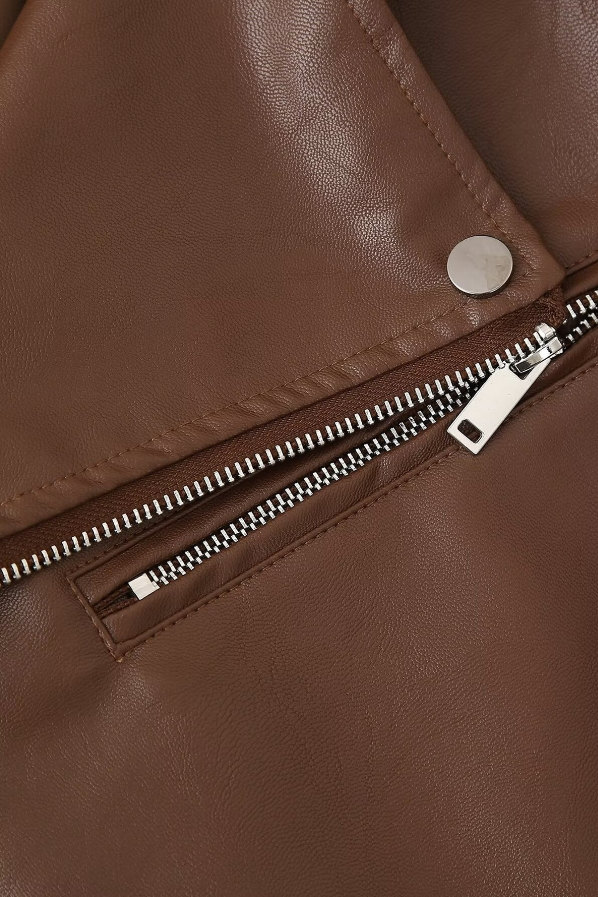 Faux Leather Jacket with Pockets