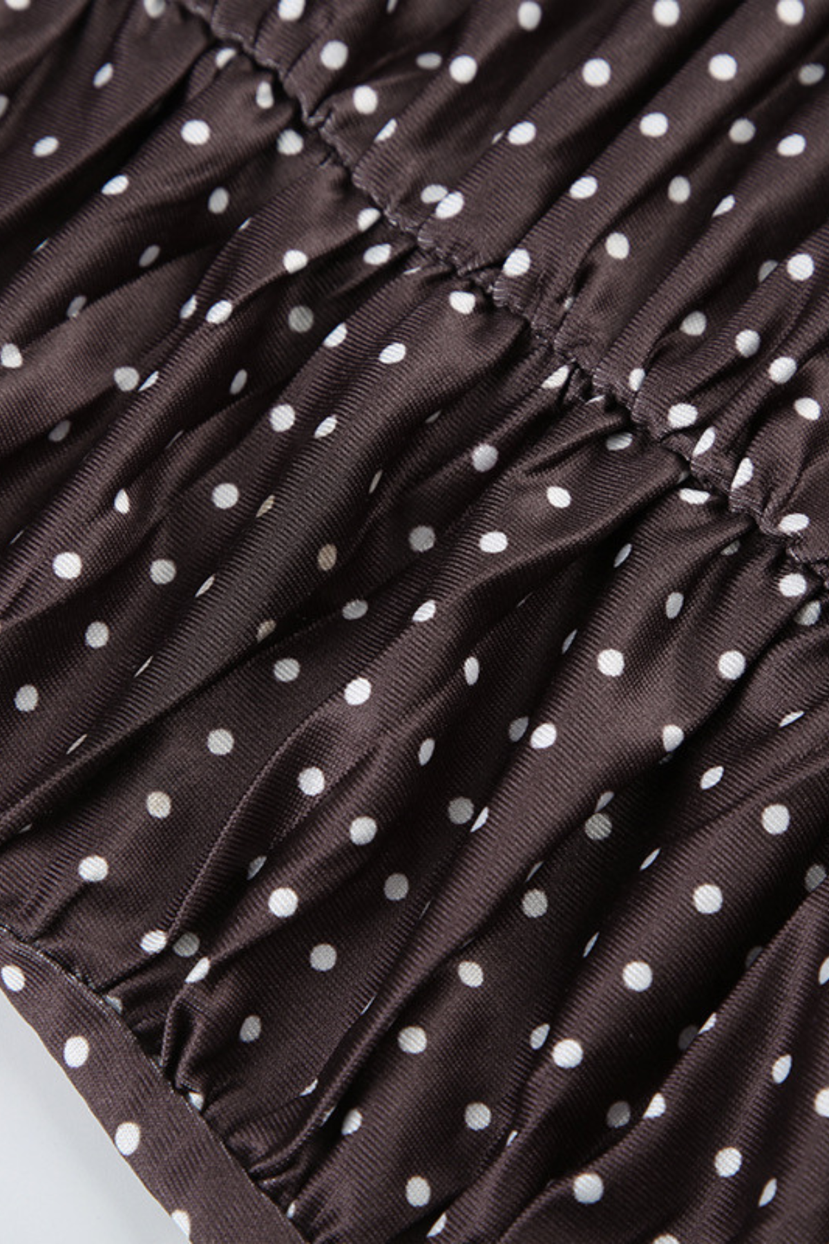 Polka Dot Ruched Tie Neck Blouse