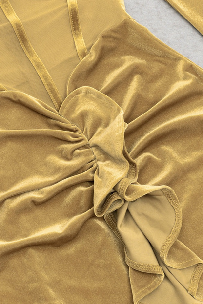 Velvet Off Shoulder Ruffled Dress