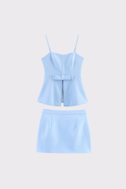 Bow Detail Spaghetti Strap Skirt Set