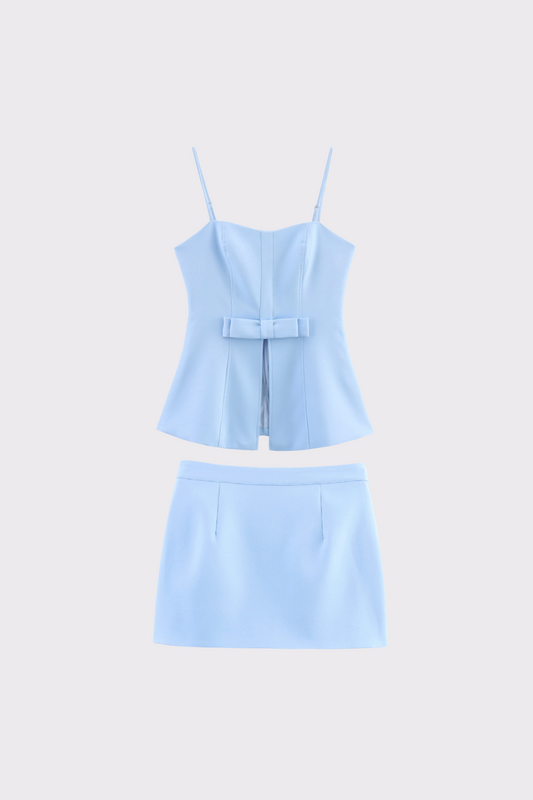 Bow Detail Spaghetti Strap Skirt Set