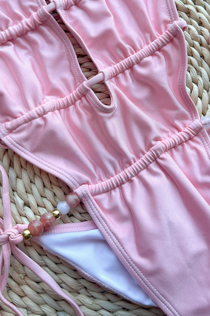 Cut-Out Pink Monokini Swimsuit