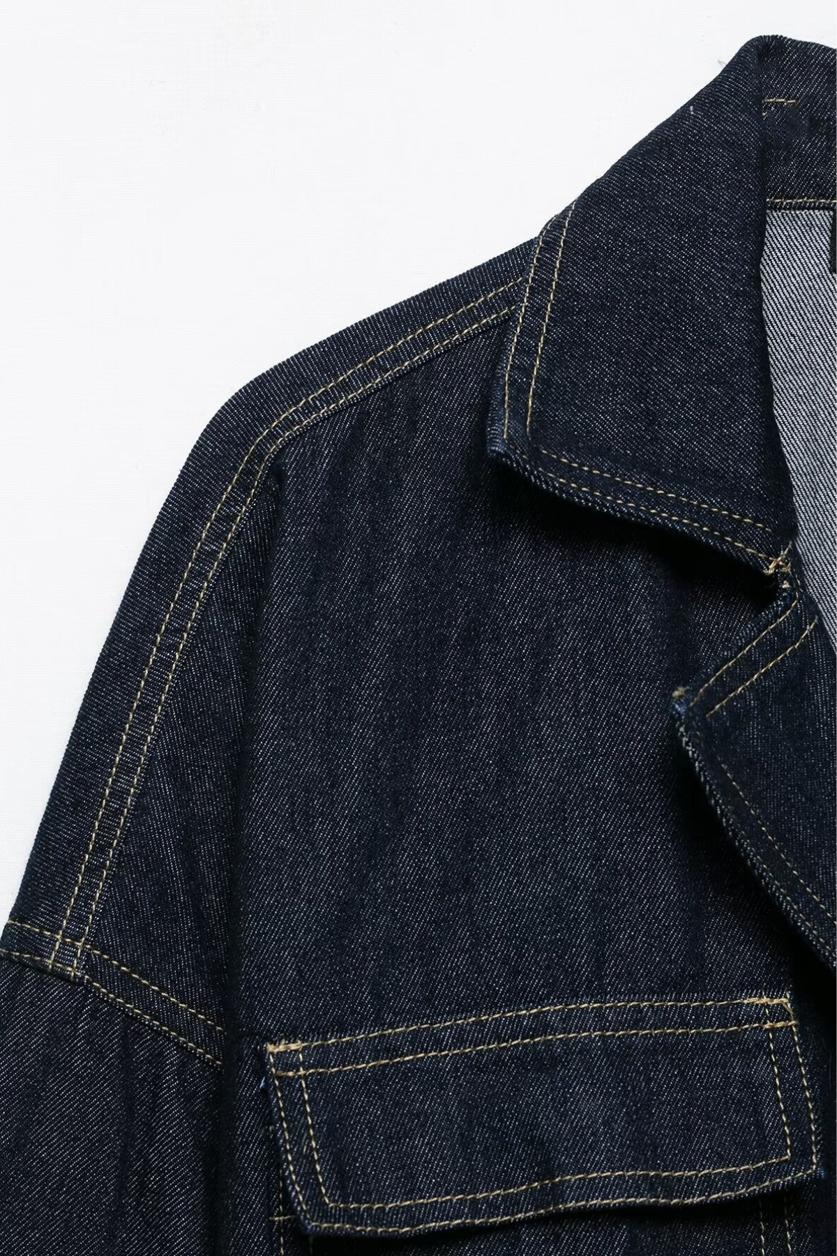 Belted Long Denim Jacket